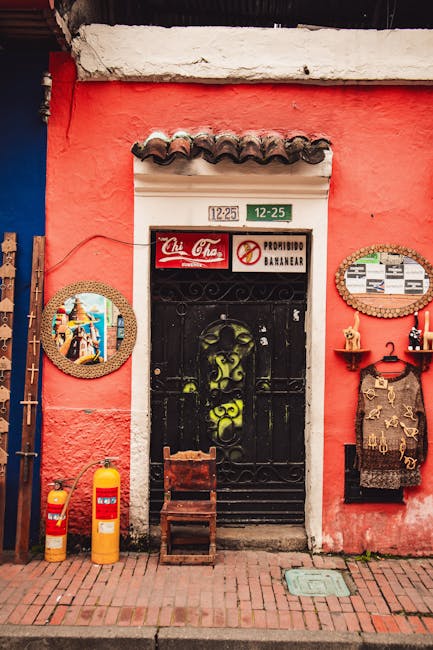 Eclectic red building facade